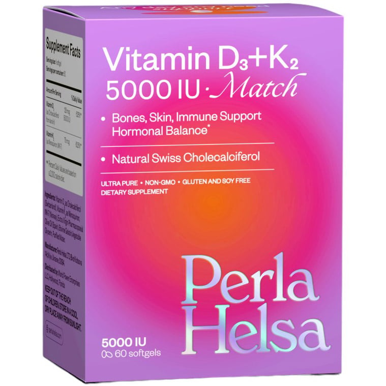 Витамин D3 5000 IU + K2 75 mcg Match Perla Helsa 60 капсул - фото 1