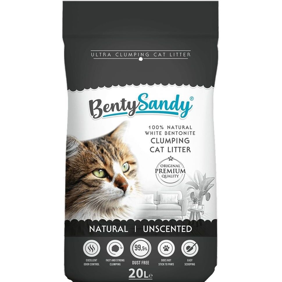 Наполнитель для кошачьего туалета Benty Sandy Natural Unscented бентонитовый без запаха 20 л - фото 1