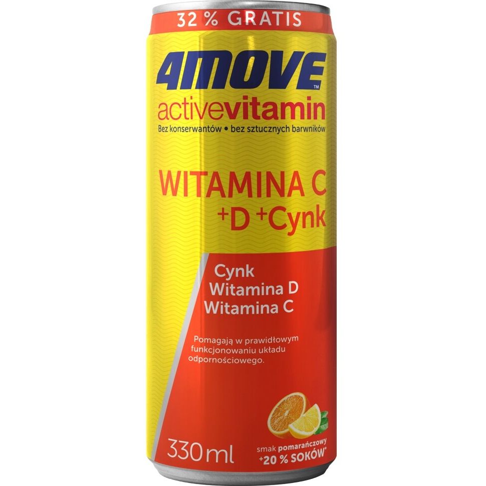 Витамины и минералы 4move Active Vitamin Vitamins C+D+Zink Апельсин 330 мл - фото 1