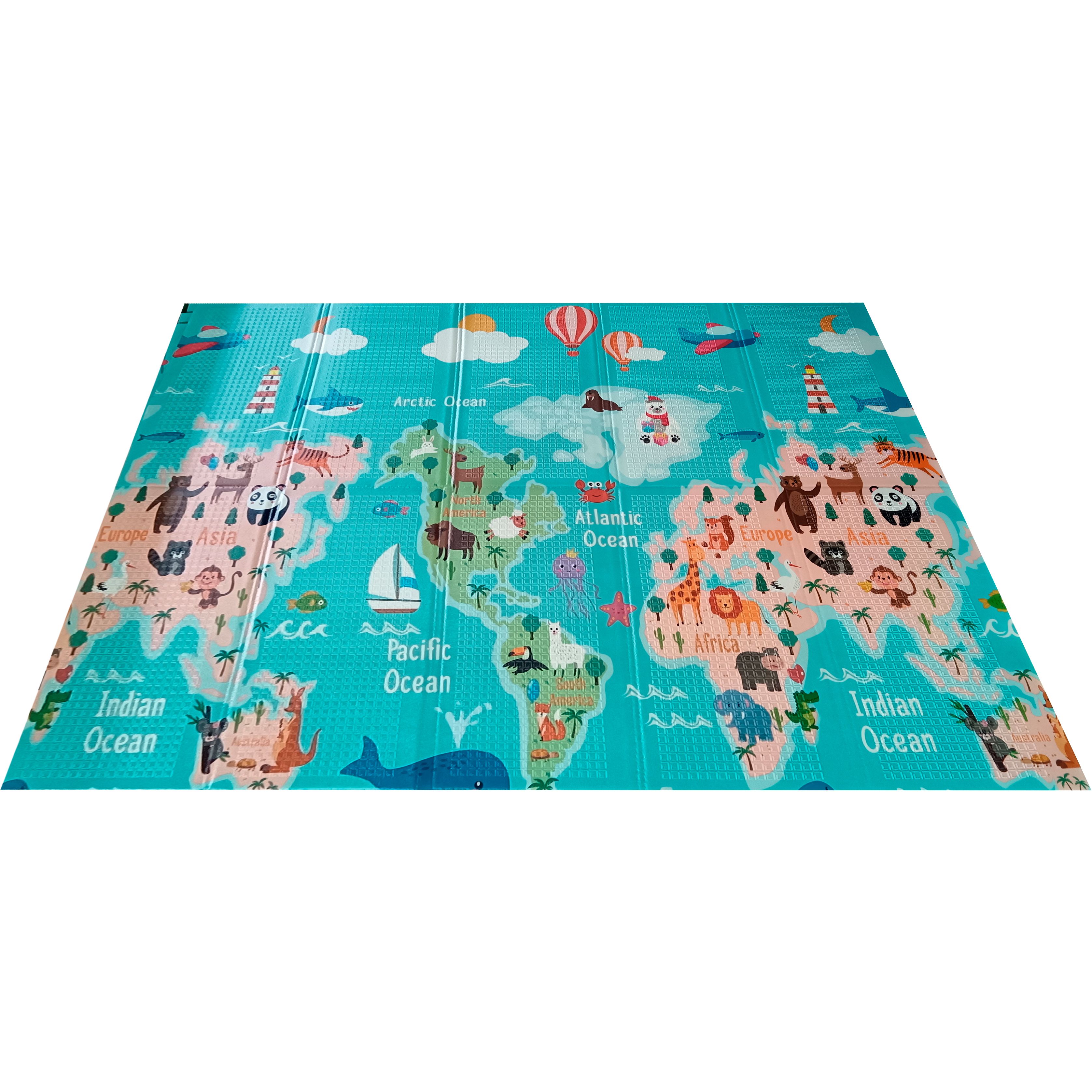 Детский коврик Poppet Карта мира и Горная дорога двусторонний складной 200х150x1 см (PP028-150H) - фото 6