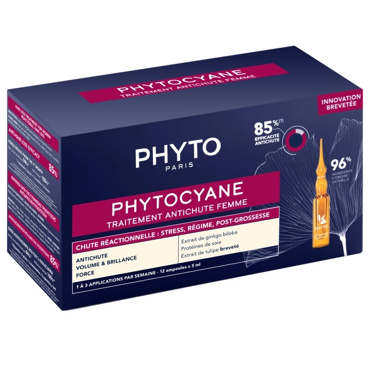 Средство против выпадения волос Phyto Phytocyane Anti Hair Loss Reactional Treatment Women, 12 шт х 5 мл (PH1002011P4) - фото 1