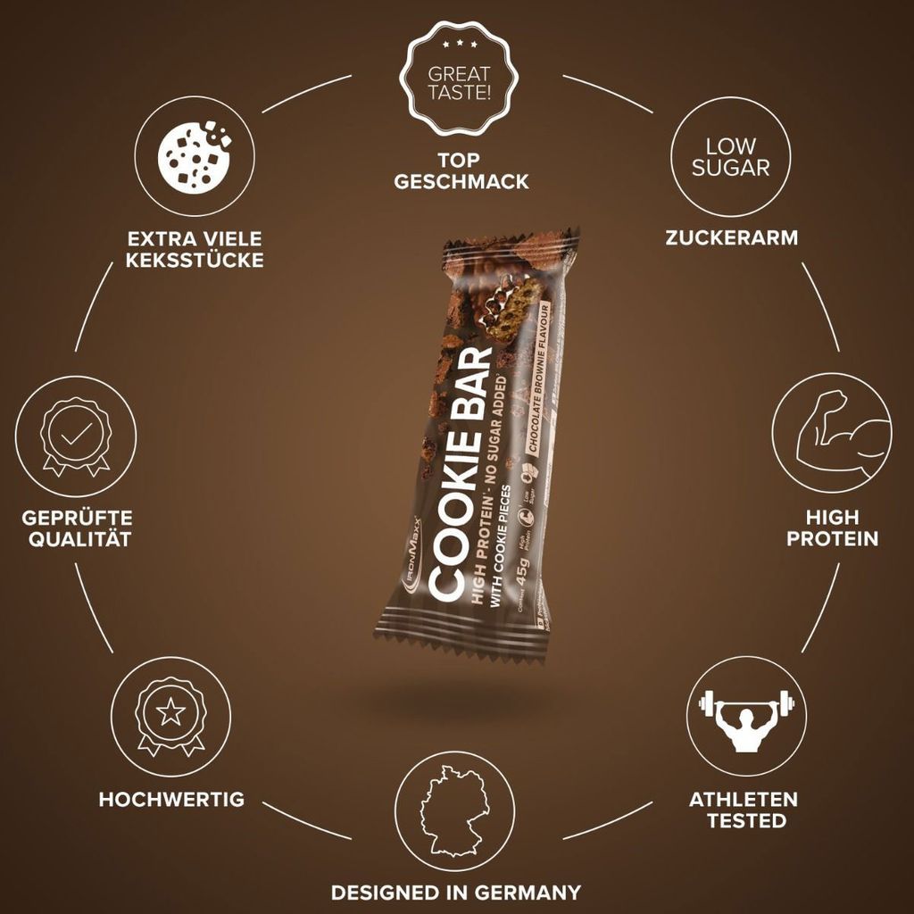 Протеїновий батончик IronMaxx Cookie Bar Шоколадний брауні 45 г - фото 2