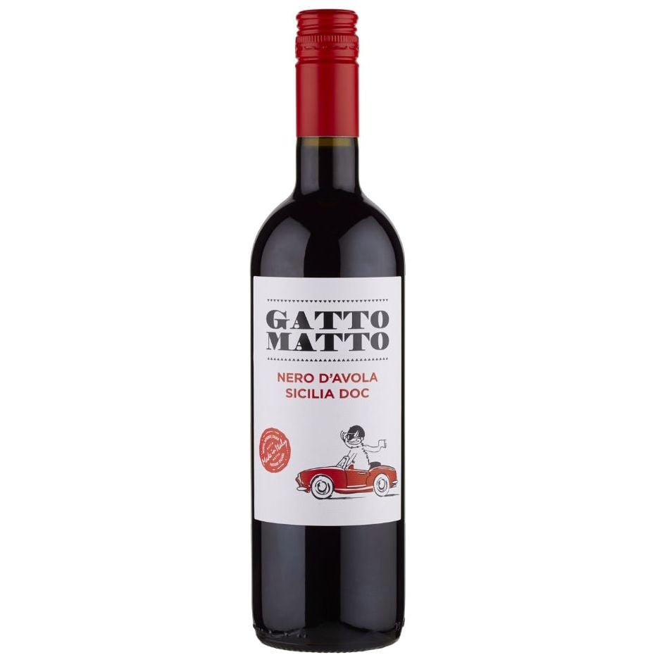Вино Gatto Matto Nero d'Avola Sicilia, червоне, сухе, 0,75 л - фото 1