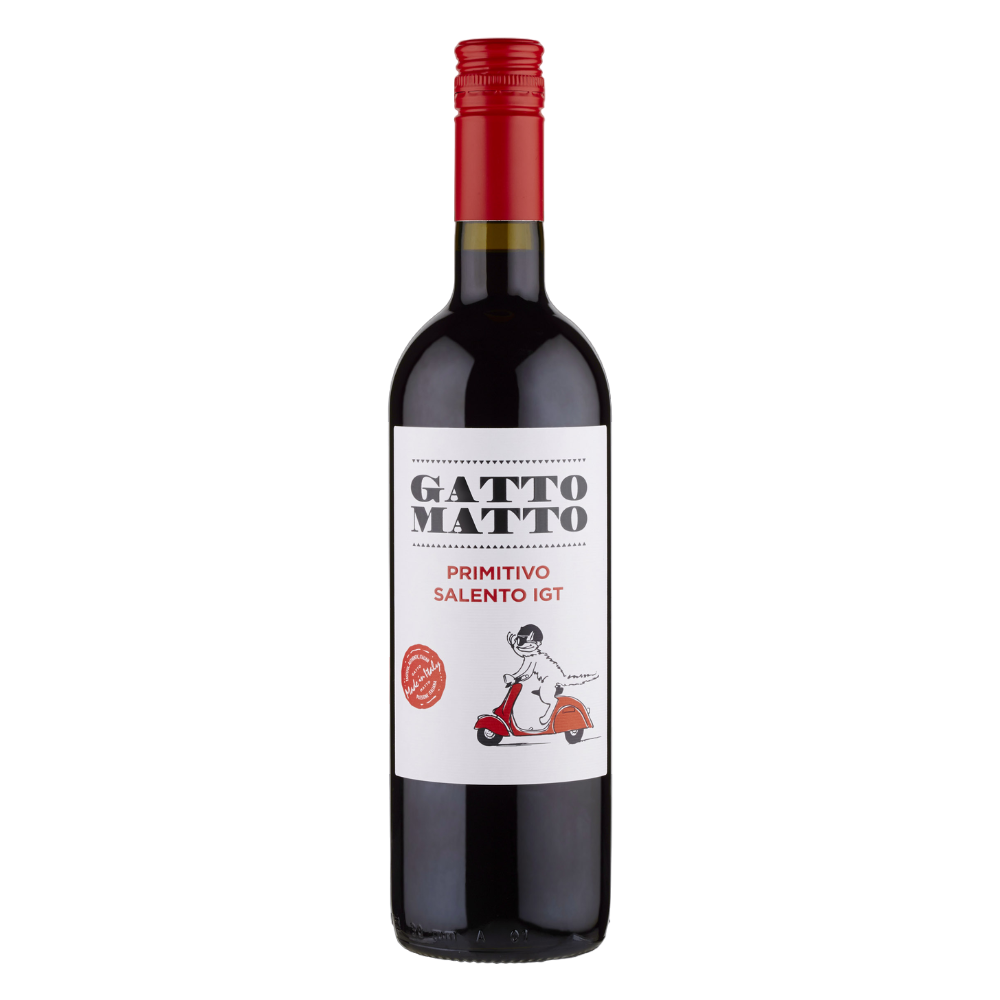 Вино Gatto Matto Primitivo Salento IGT, червоне, сухе, 0,75 л - фото 1