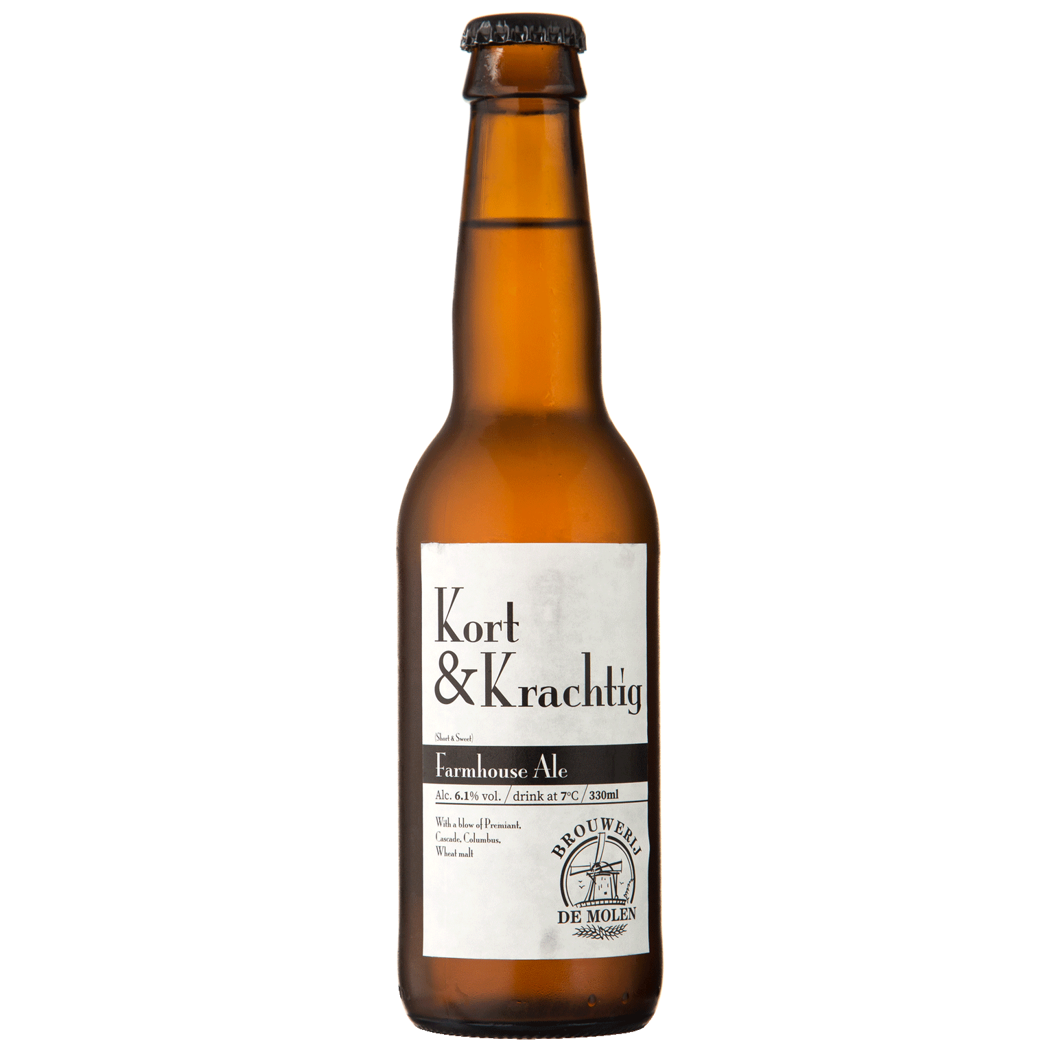 Пиво De Molen Kort&Krachtig, светлое, нефильтрованное, 6,1%, 0,33 л - фото 1