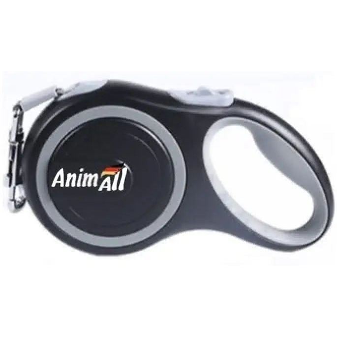 Поводок-рулетка для собак AnimAl, 25 кг, 5 м, серо-черный - фото 2