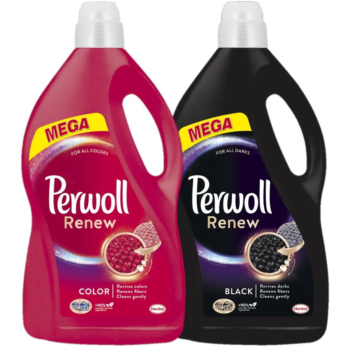 Засіб для делікатного прання Perwoll Renew для кольорових речей 3740 мл, 68 циклів прання + Засіб для делікатного прання Perwoll Renew для темних та чорних речей 3740 мл, 68 циклів прання - фото 1