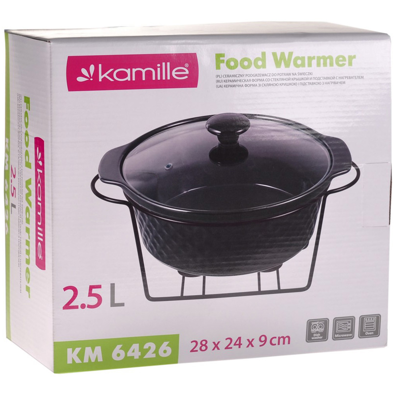 Керамічний марміт Kamille круглий 2.5 л чорний 6426 (KM-6426) - фото 3