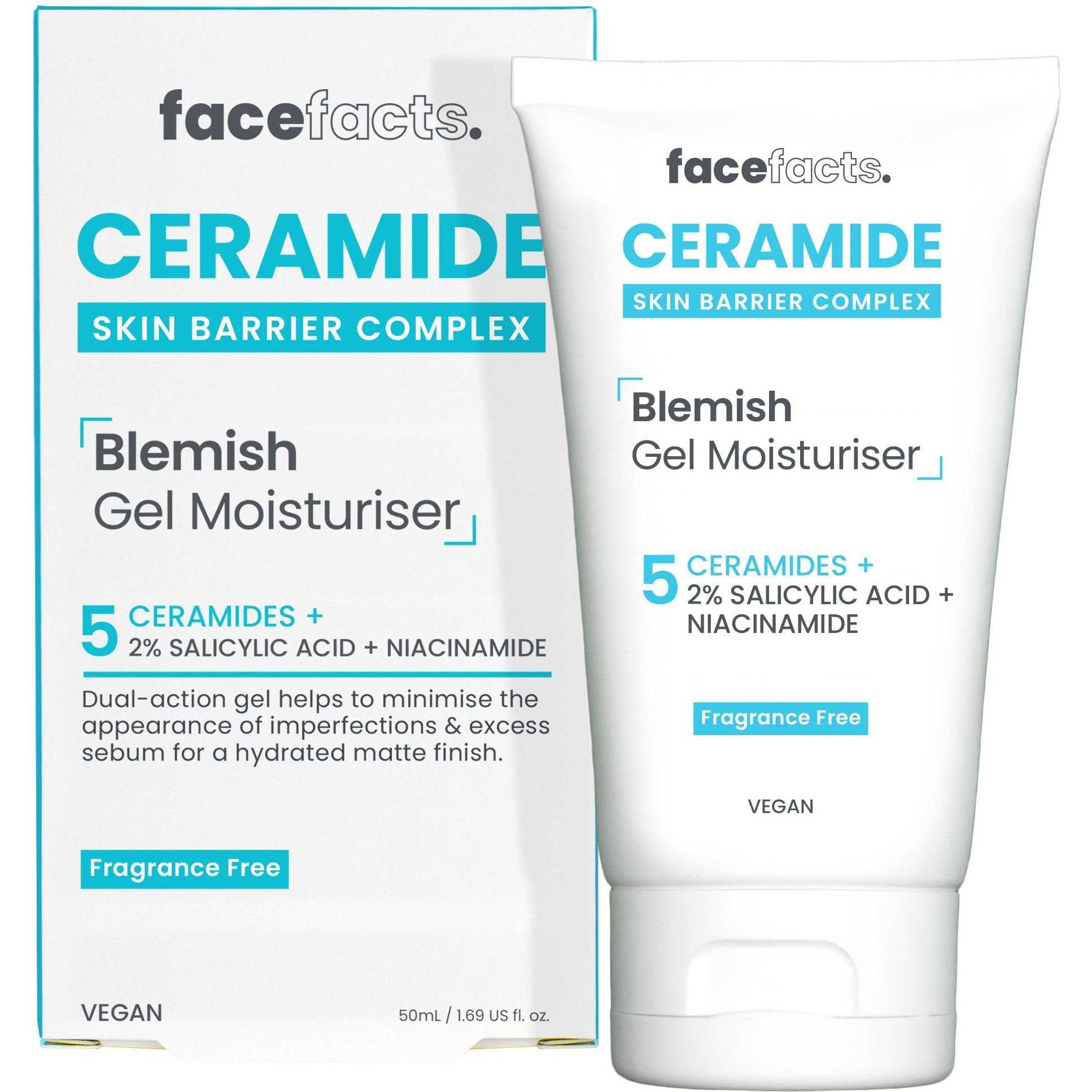 Зволожуючий гель з керамідами для запаленої шкіри обличчя Face Facts Ceramide Skin Barrier Complex Blemish Gel Moisturiser 50 мл - фото 1
