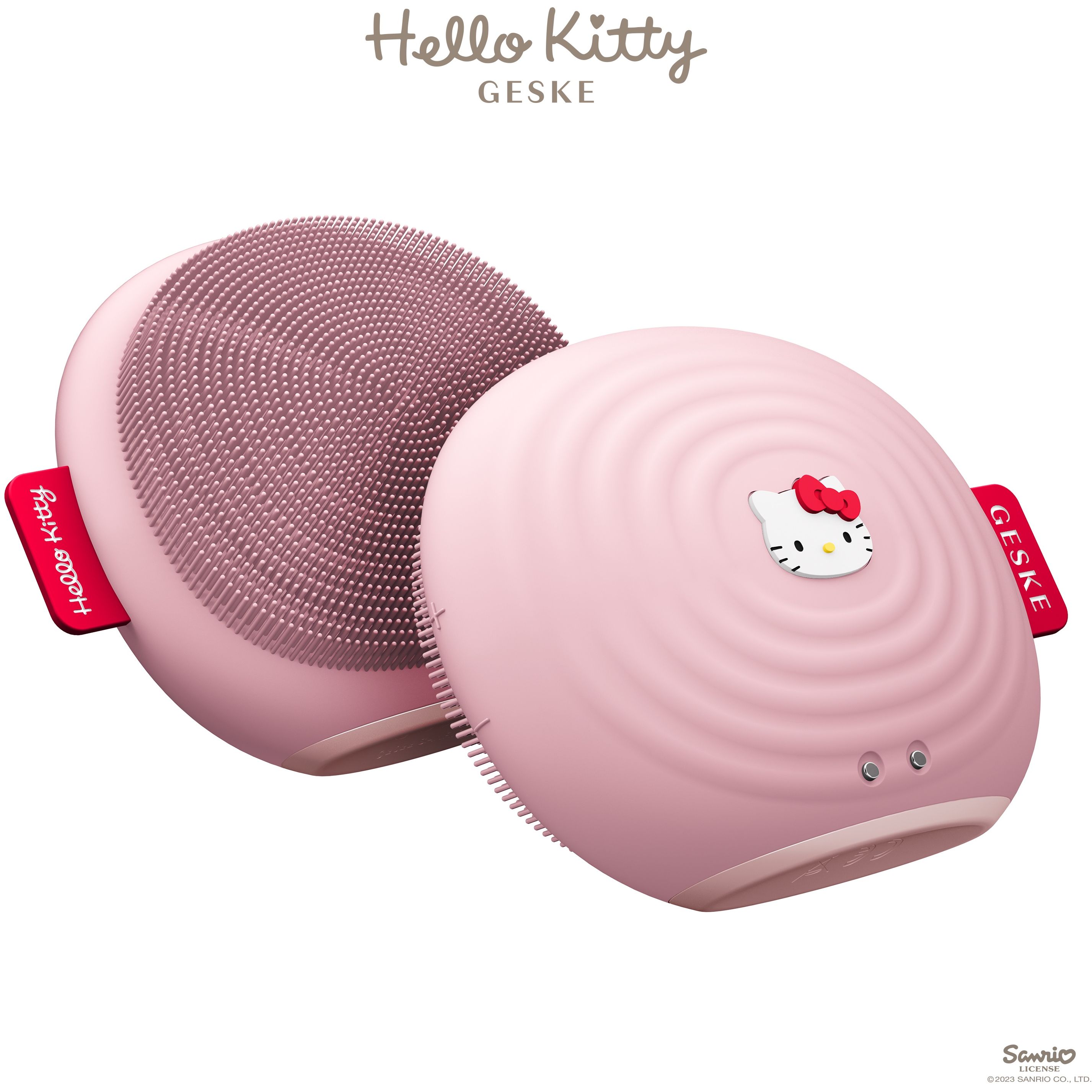 Электронная звуковая щетка для лица GESKE Sonic Facial Brush 4 в 1 by Hello Kitty розовая - фото 2