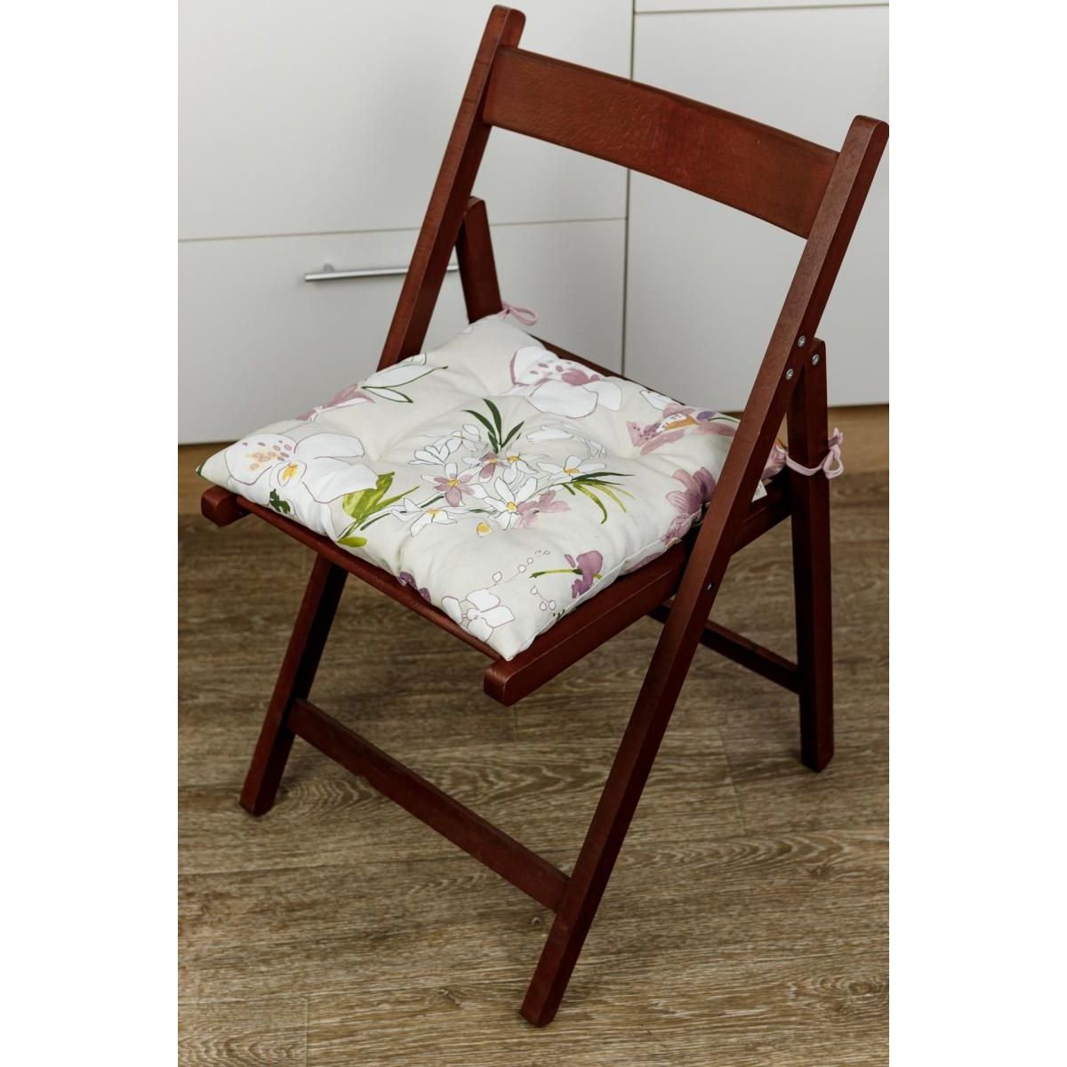 Подушка на стілець Прованс Орхідея, 40х40 см, бежева (30942) - фото 3