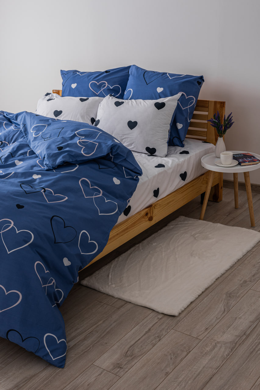 Комплект постільної білизни ТЕП Happy Sleep Navy Blue Love 31 полуторний синій з білим (2-03794_24828) - фото 5