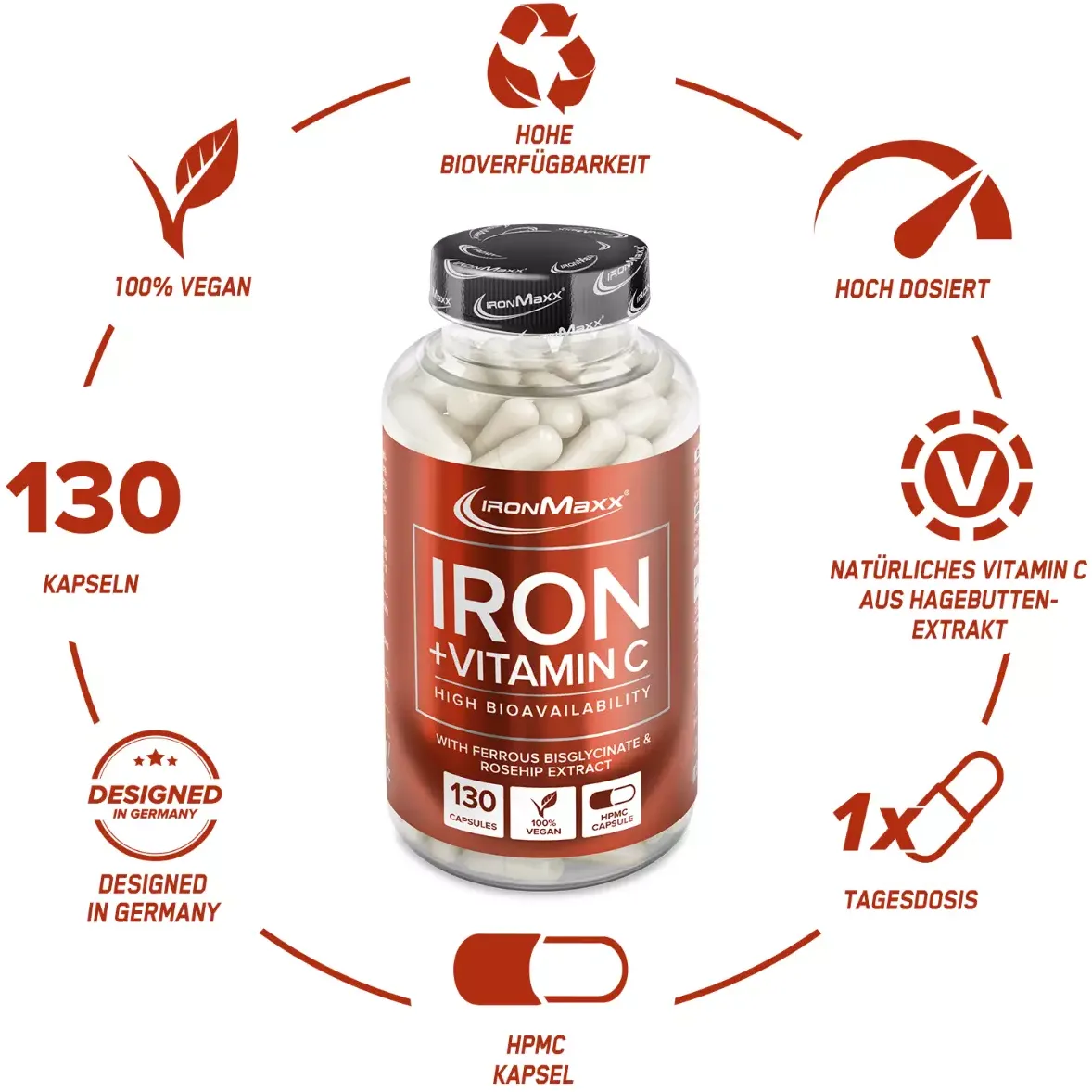 Вітаміни та мінерали IronMaxx Iron + Vitamin C 130 капсул - фото 2