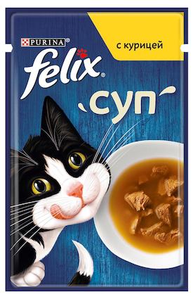 Вологий корм для котів Felix Soup, з куркою, 48 г - фото 1