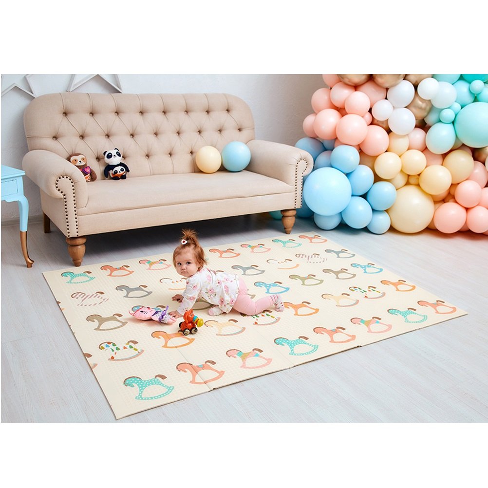 Дитячий двосторонній складний килимок Poppet Кольорові звірята та Іграшкові коники, 150х200х0,8 см (PP016-150H) - фото 6