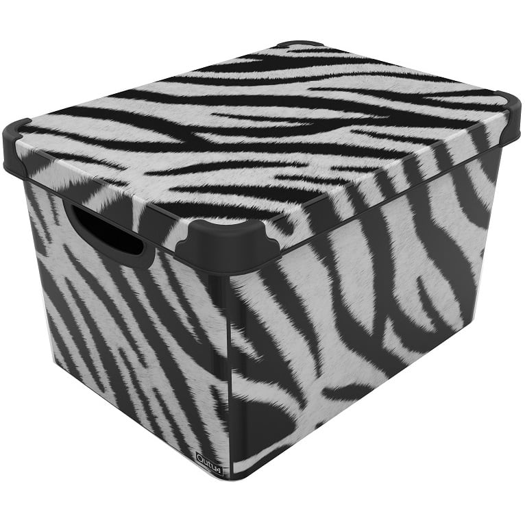 Коробка Qutu Style Box Zebra, з кришкою, 20 л, 24х30х41 см, чорно-біла (STYLE BOX з/кр. ZEBRA 20л.) - фото 1