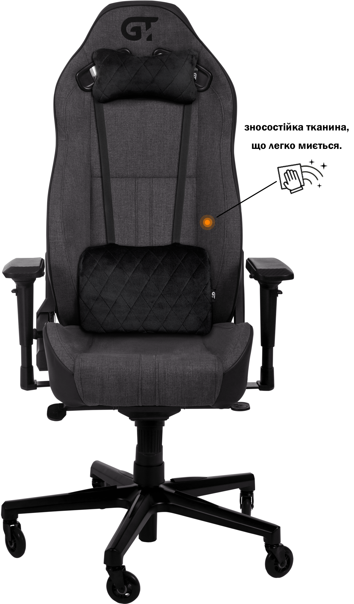 Геймерское кресло GT Racer черное с темно-серым (X-8009 Fabric Dark Gray/Black) - фото 6
