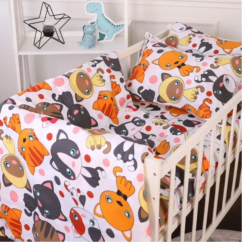 Комплект постельного белья MirSon Бязь Kids Time 20-0035 Colored kittens 143x210 см (2200009639296) - фото 1