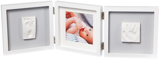 Тройная рамка Baby Art, квадратная с отпечатками, бело-серая (3601095500) - фото 1