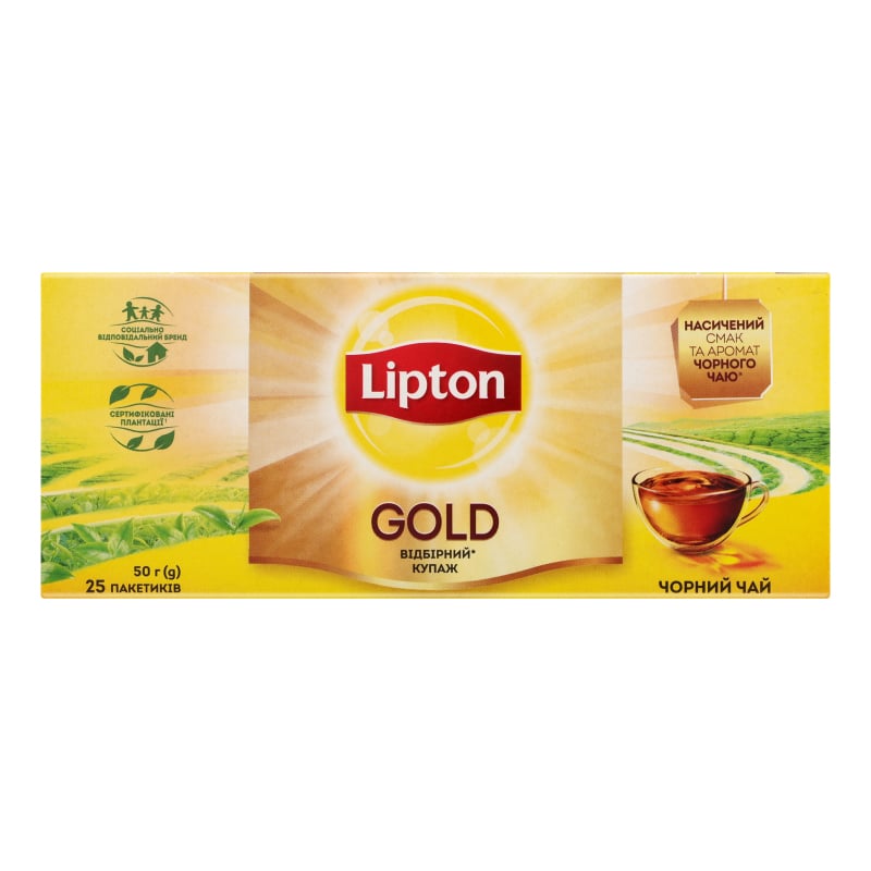 Черный чай Lipton Gold байховий, 25 шт. - фото 1