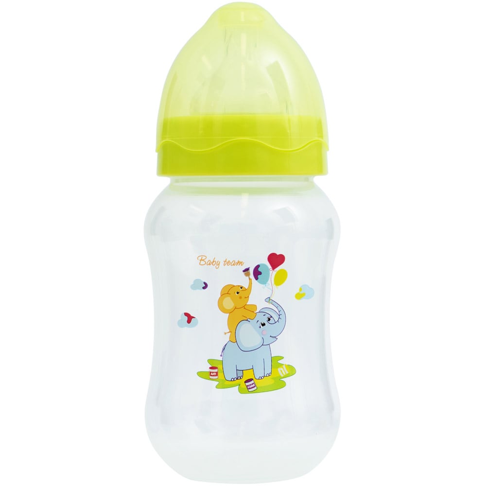 Пляшечка для годування Baby Team з широким горлечком, зелена, 250 мл (1002_зелений) - фото 2