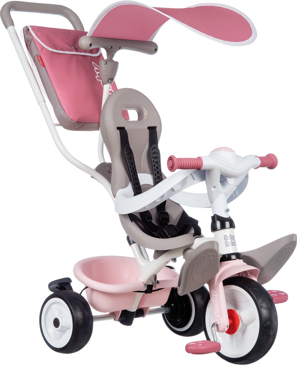 Триколісний велосипед Smoby Toys з козирком, багажником і сумкою, рожевий (741401) - фото 1