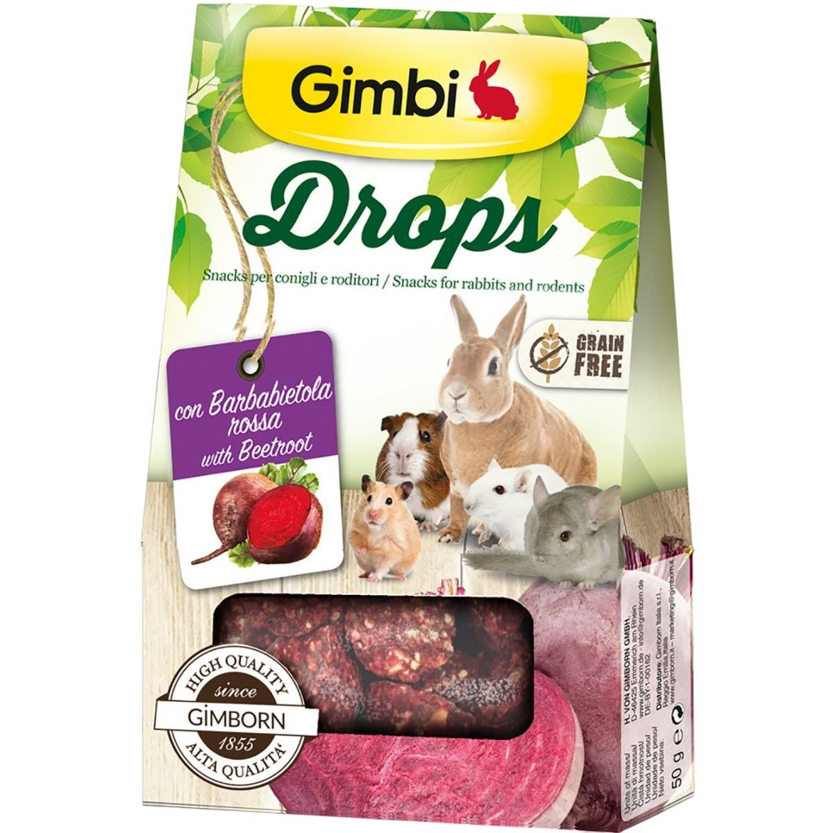 Лакомства Gimbi Drops для грызунов, дропсы со свеклой, 50 г - фото 1