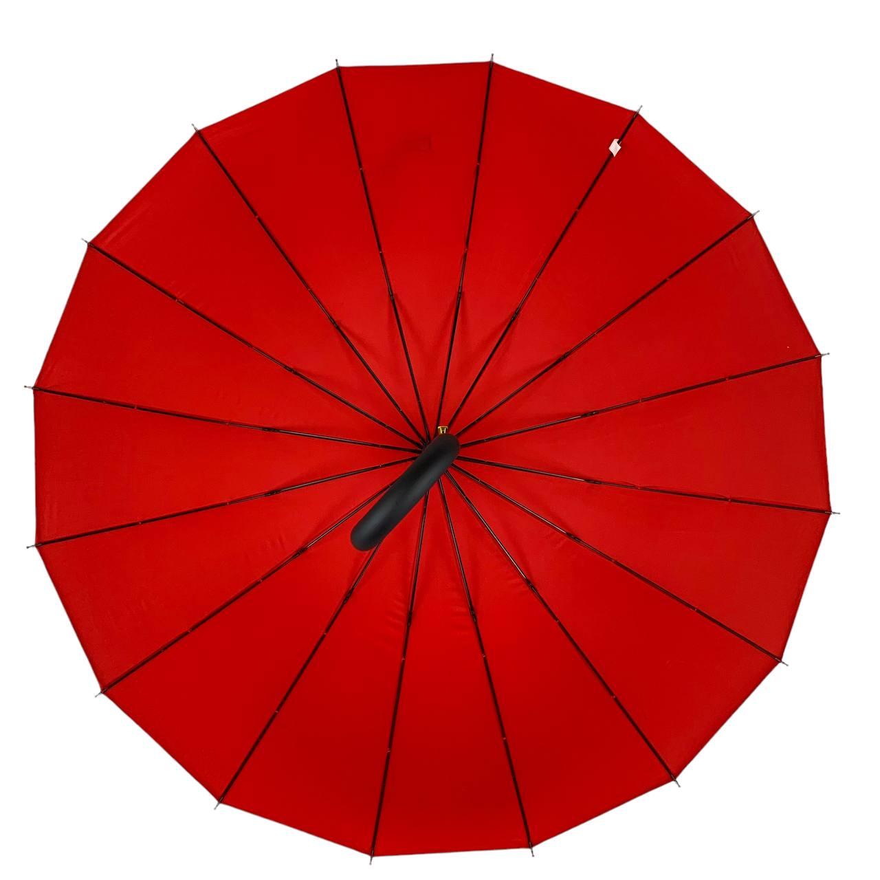 Женский зонт-трость полуавтомат Toprain 100 см красный - фото 2