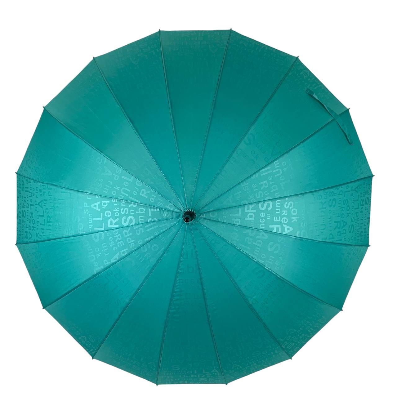 Жіноча парасолька-палиця напівавтомат Toprain 100 см бірюзова - фото 2