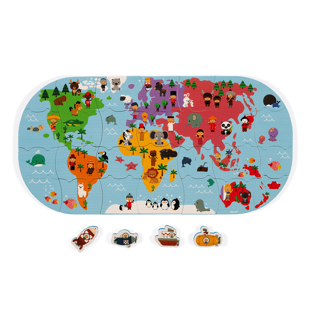 Игрушка для купания Janod Пазл Карта мира (J04719) - фото 1