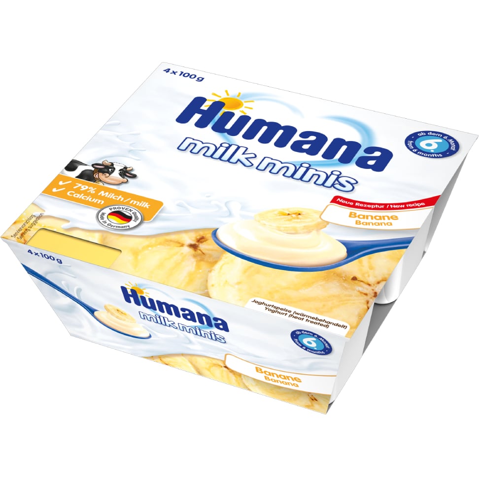 Продукт кисломолочный Humana Бананом Milk Minis, 4 шт. по 100 г - фото 1
