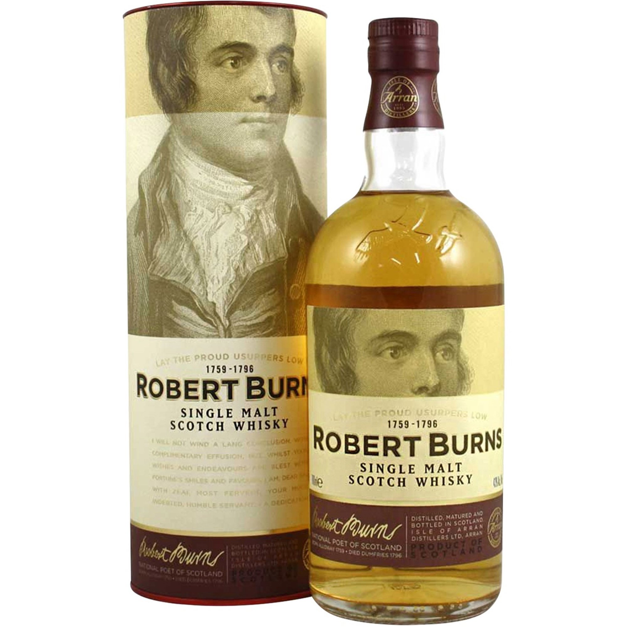 Віскі Robert Burns Single Malt Scotch Whisky 43% 0.7 л у тубусі - фото 1