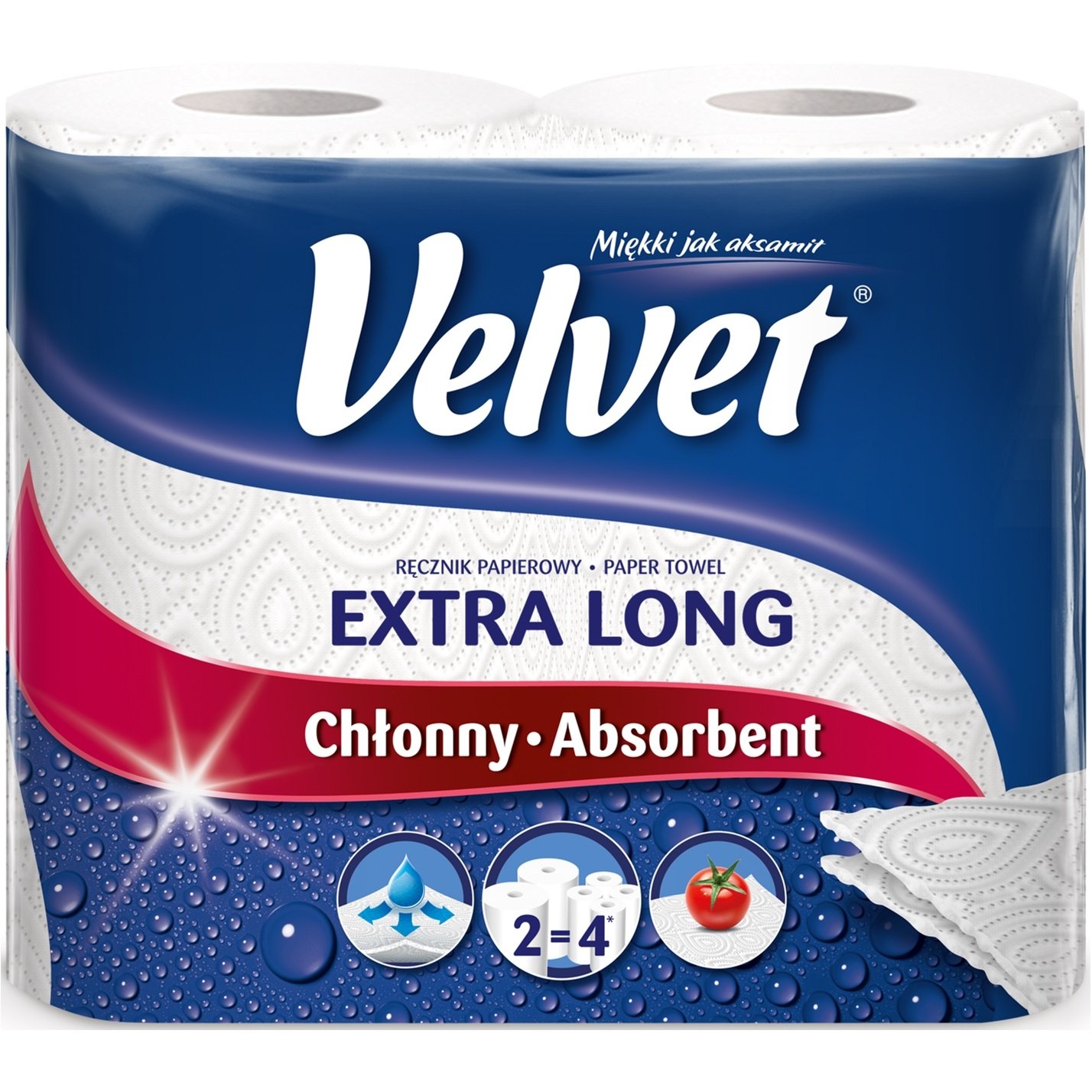Бумажные полотенца Velvet Extra Long, двухслойные, 2 рулона - фото 1