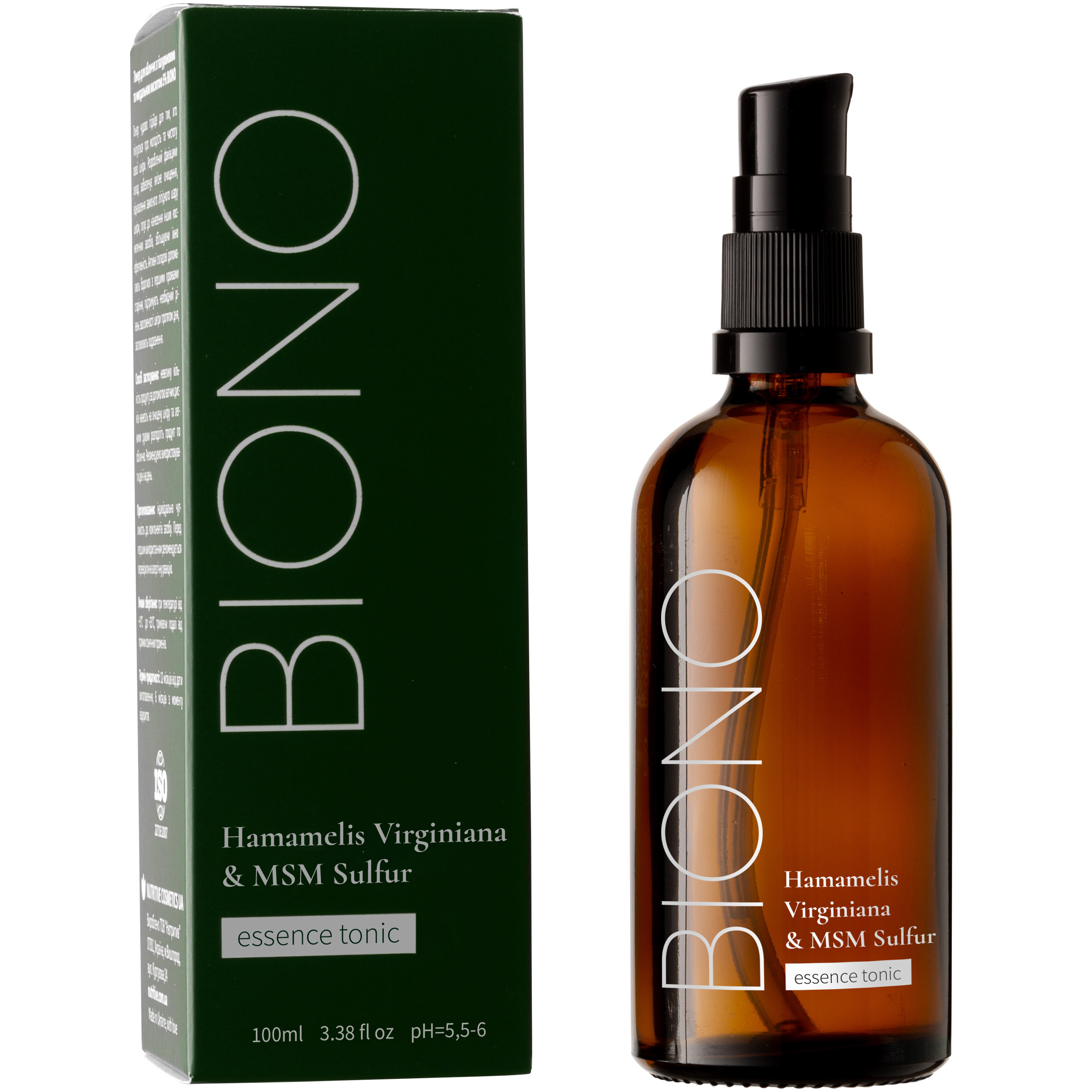 Тонік-есенція для обличчя з гідролатом гамамелісу та органічною сіркою Biono 100 мл - фото 1