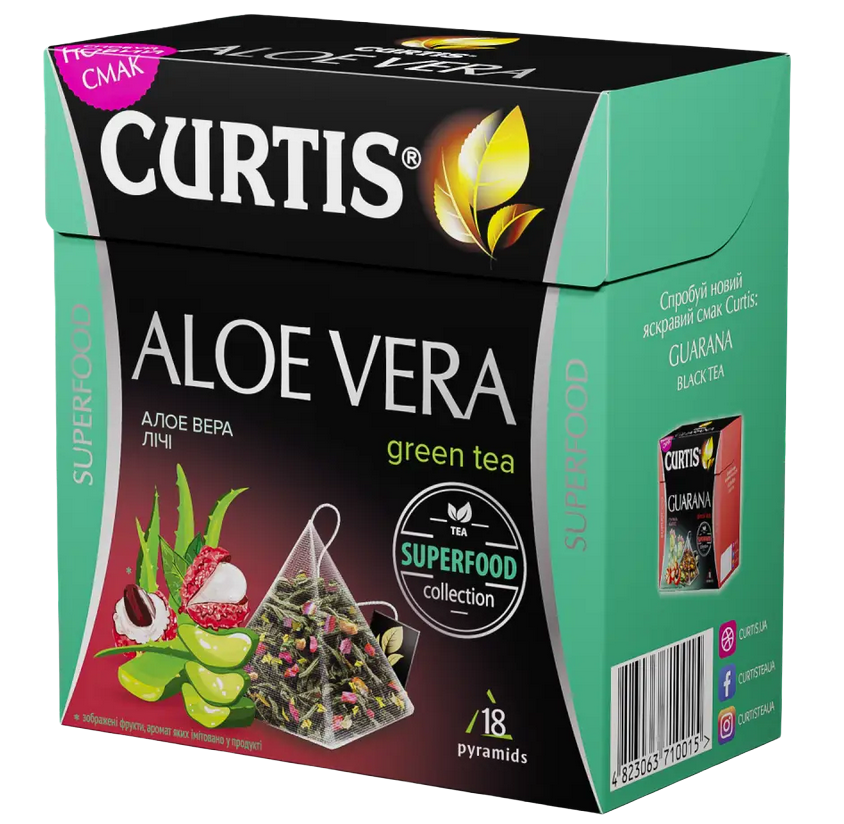 Чай зелений Curtis Aloe Vera Green Tea 32.4 г (18 шт. х 1.8 г) (903227) - фото 1