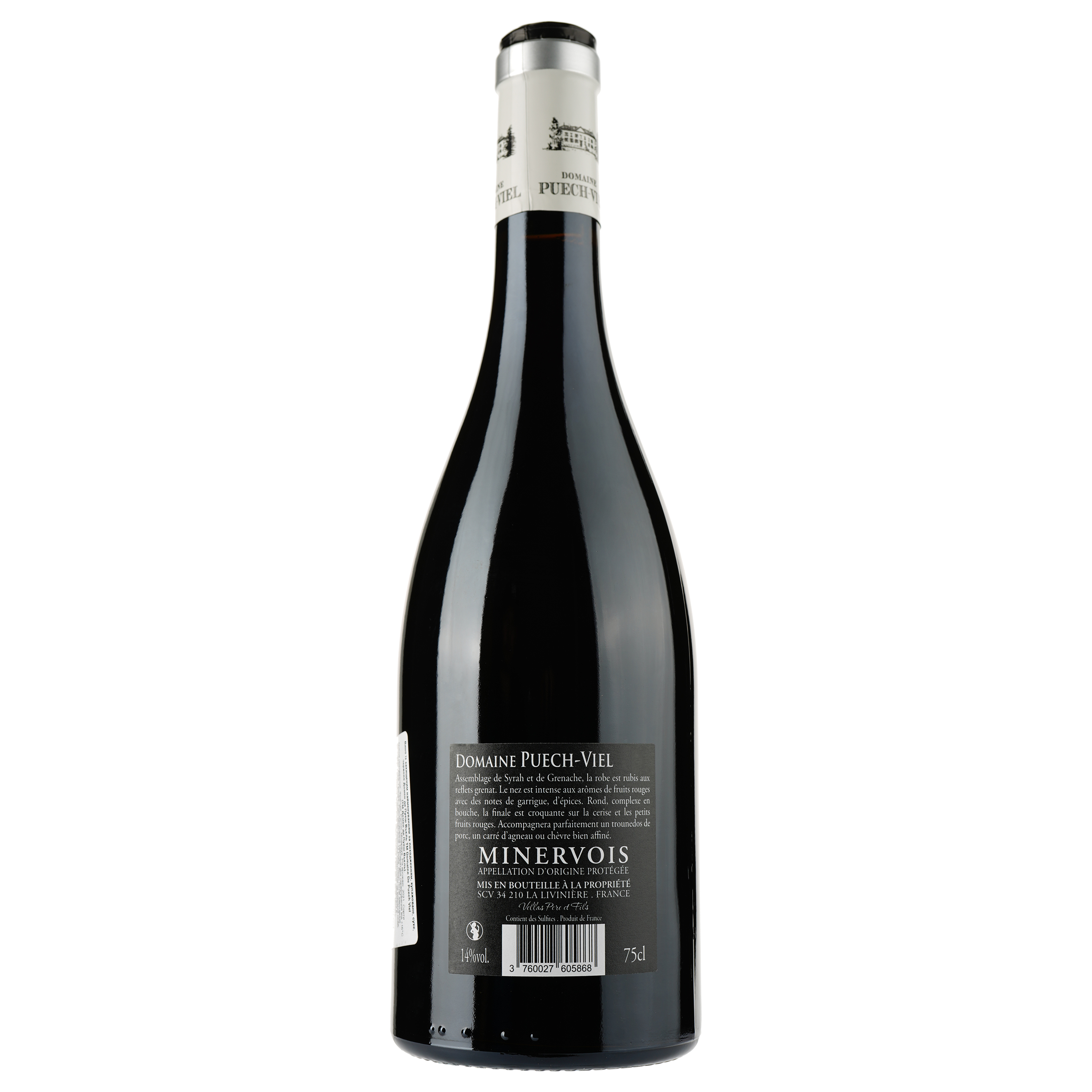 Вино Domaine Puech-Viel Rouge 2021 AOP Minervois, красное, сухое, 0,75 л - фото 2