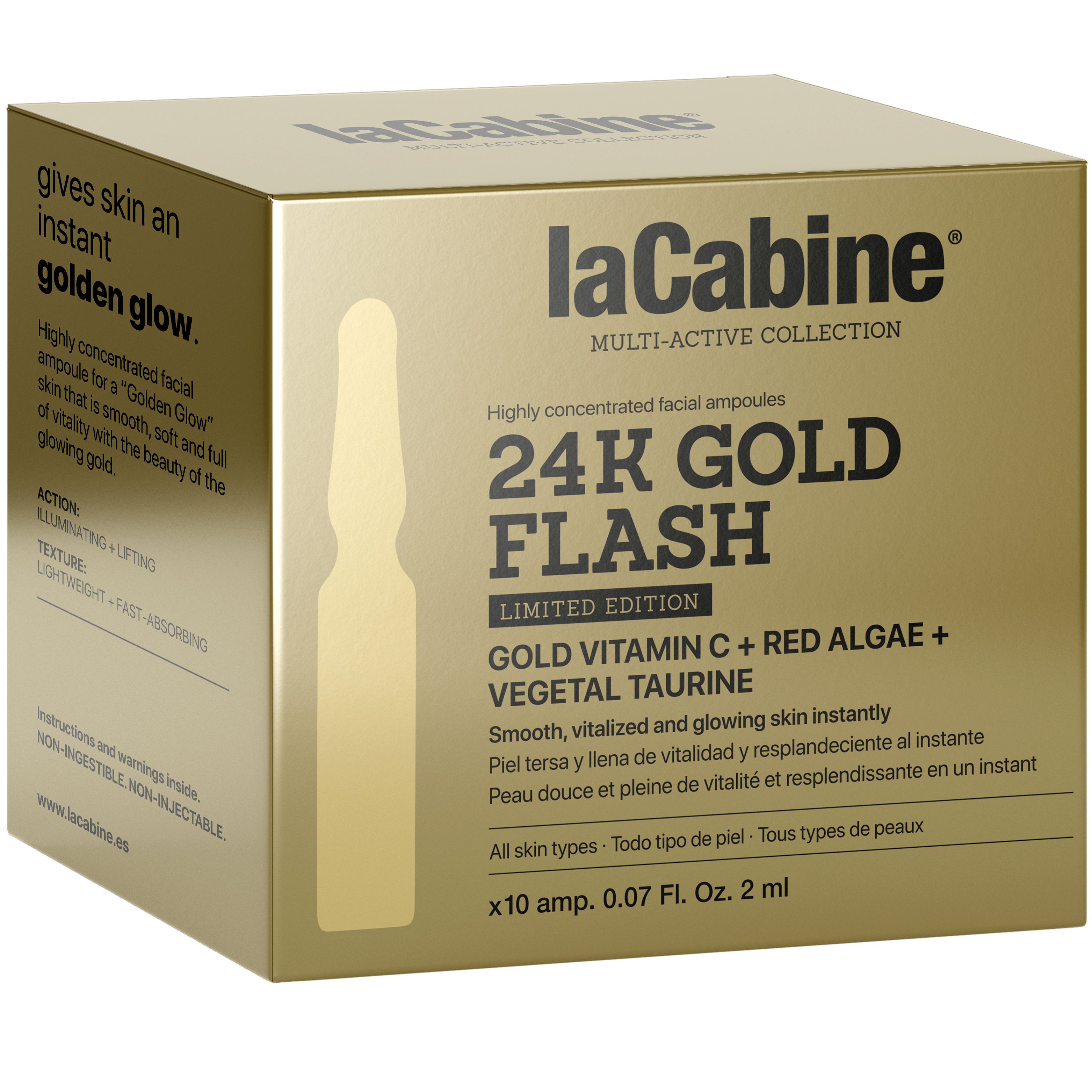 Высококонцентрированные ампулы La Cabine 24K Gold Flash с эффектом мгновенного сияния кожи лица 10х2 мл - фото 1