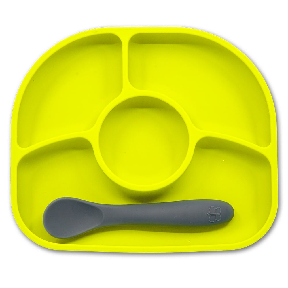 Силиконовая тарелка на присоске с ложкой BBluv, салатовый (B0153-L) - фото 1