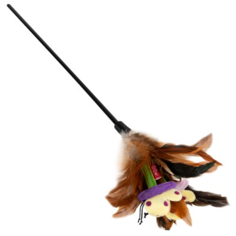 Игрушка для котов GiGwi Teaser Дразнилка с перьями на стеке, 55 см (75028) - фото 1