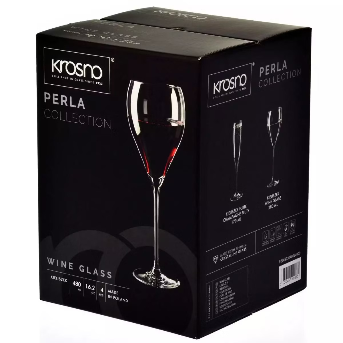 Набір келихів для вина Krosno Perla Elegance, скло, 480 мл, 4 шт. (911670) - фото 3