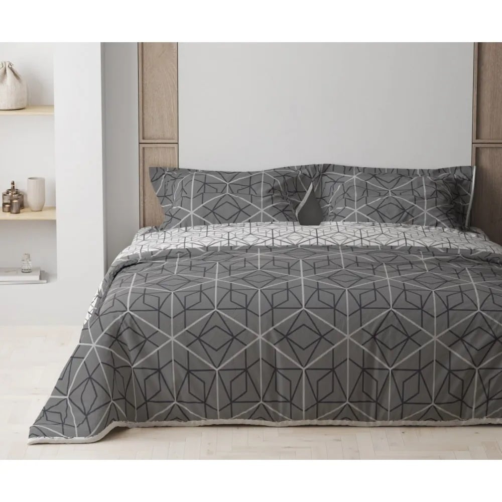 Комплект постельного белья ТЕП Happy Sleep Quadro Star Grey евро серый с белым (2-03796_25740) - фото 1