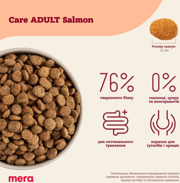 Сухой корм для собак Mera Care Adult Salmon с лососем 1 кг - фото 2