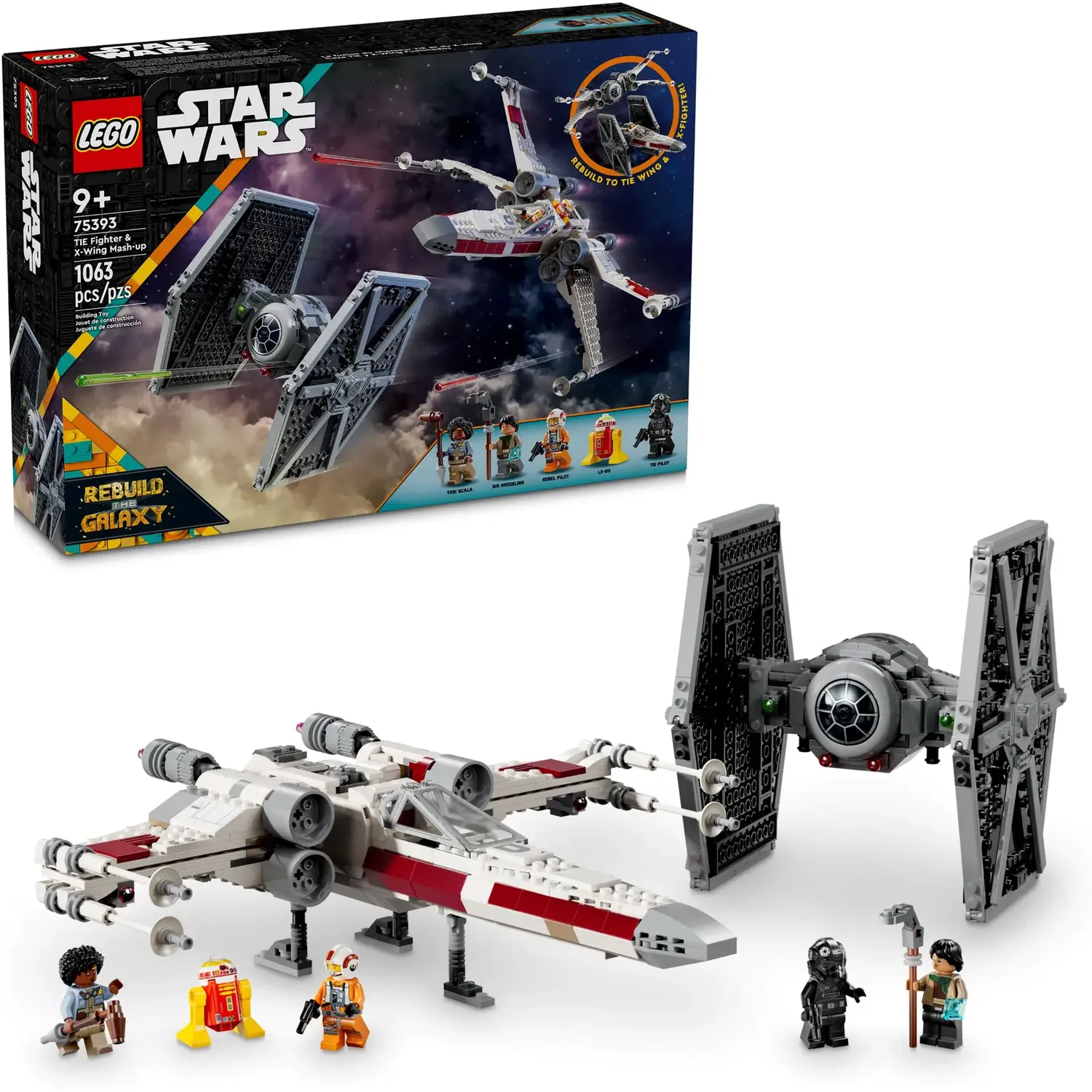 Конструктор LEGO Star Wars Збірний пакет Винищувач TIE і Корабель X-wing 1063 деталі (75393) - фото 3