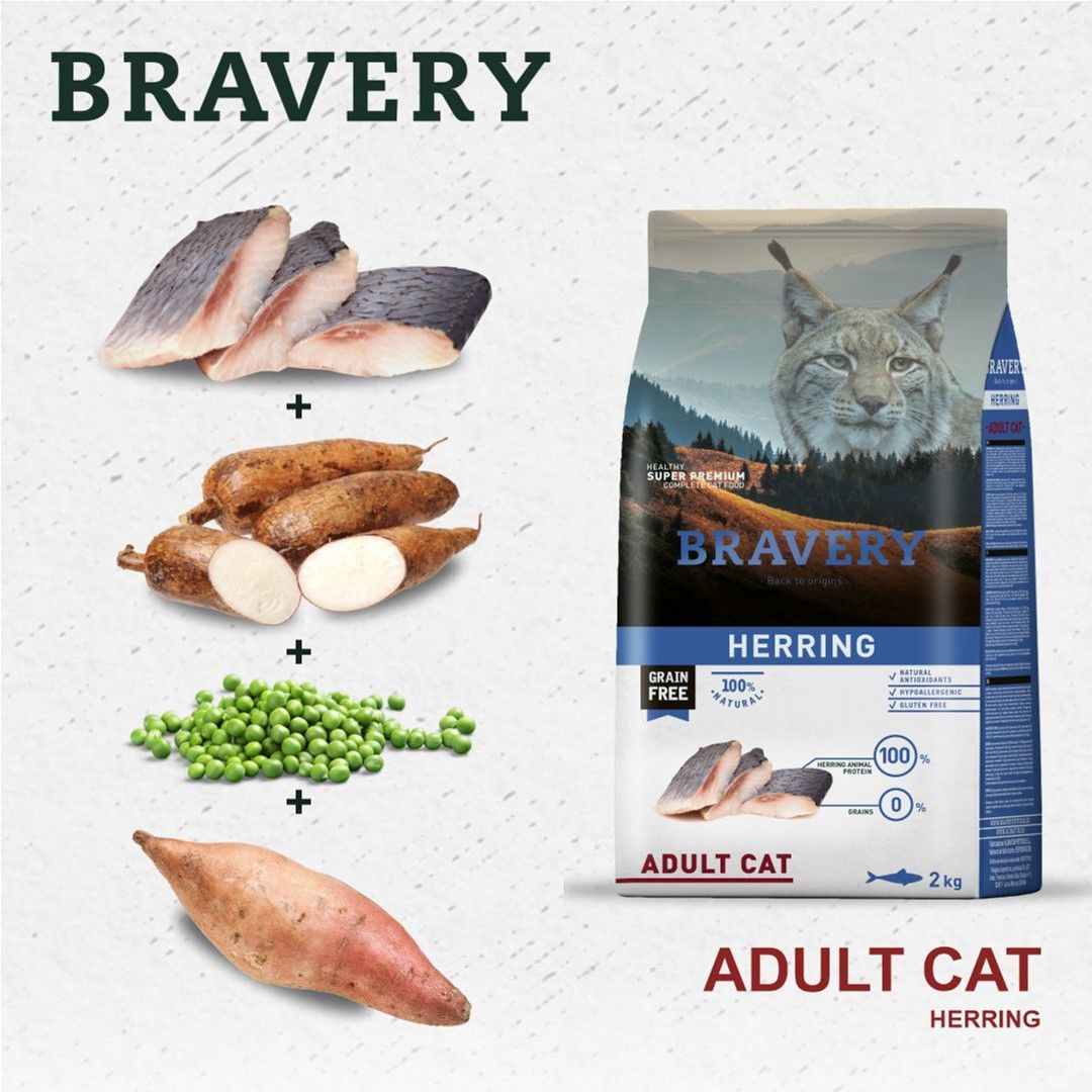 Сухой корм для кошек Bravery Herring Adult Cat с селедкой 600 г - фото 4