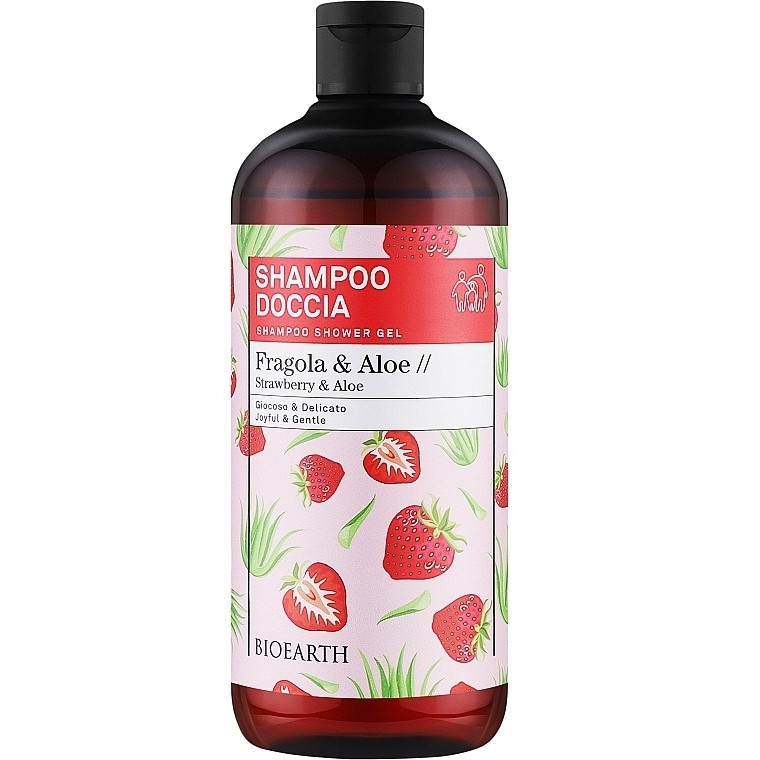 Шампунь-гель для душа Bioearth Family Strawberry & Aloe Shampoo Shower Gel 500 мл - фото 1