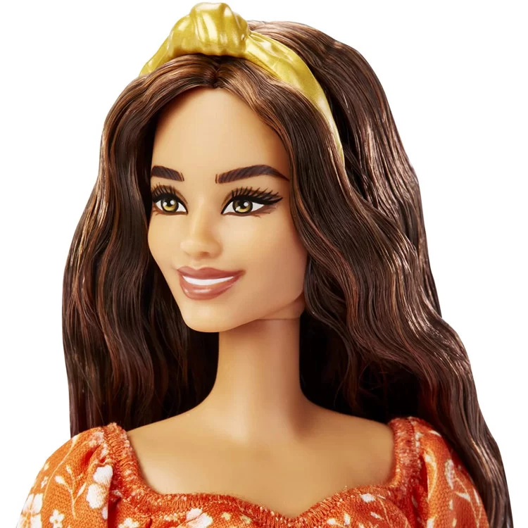 Лялька Barbie Fashionistas Модниця, в помаранчевій квітковій сукні, 29 см (HBV16) - фото 3