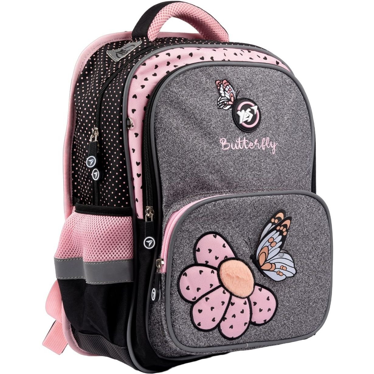 Рюкзак Yes S-72 Butterfly, сірий з рожевим (554631) - фото 2