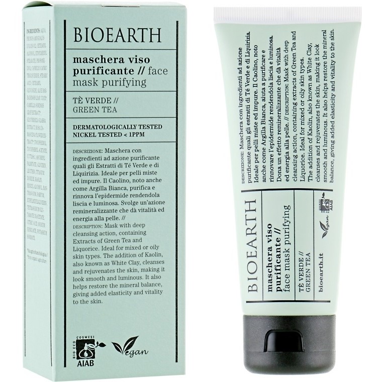 Маска для обличчя очищувальна Bioearth Clarifying Green Tea Face Mask 100 мл - фото 1