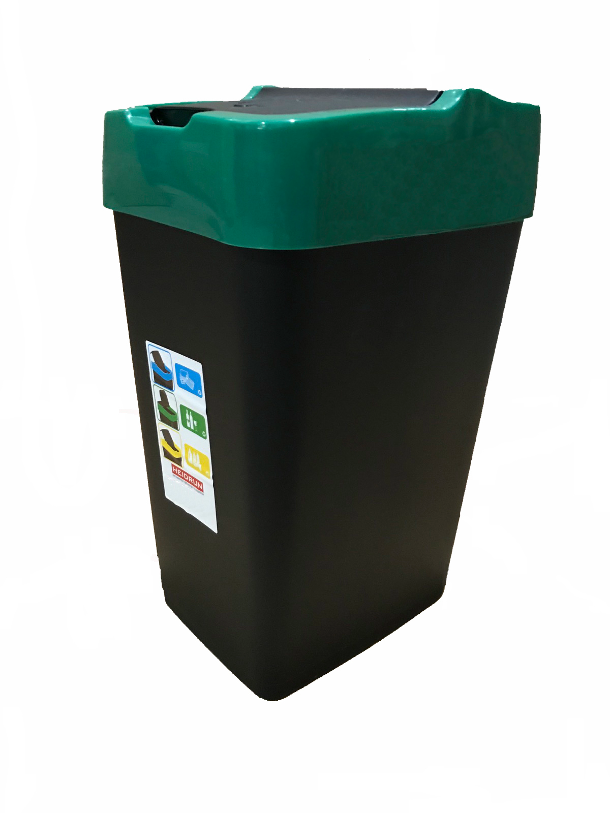 Ведро для мусора с крышкой Heidrun Refuse, 18 л, черный с зеленым (1341) - фото 1