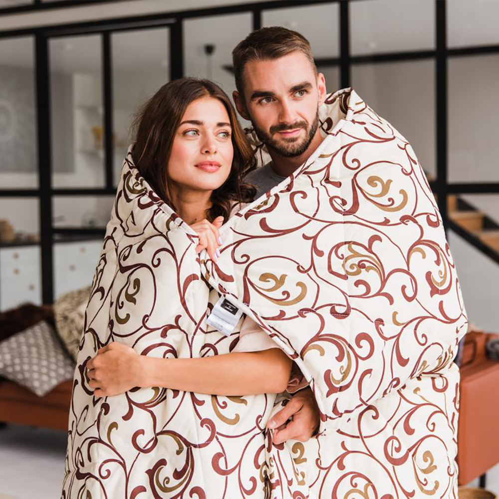 Одеяло шерстяное MirSon №018, зимнее, 220x240 см, бежевое с узором - фото 9